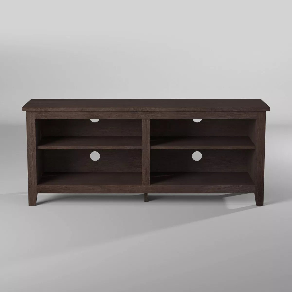 Transitional 4 Cubby Wood Open Storage TV Stand for TVs up to 65