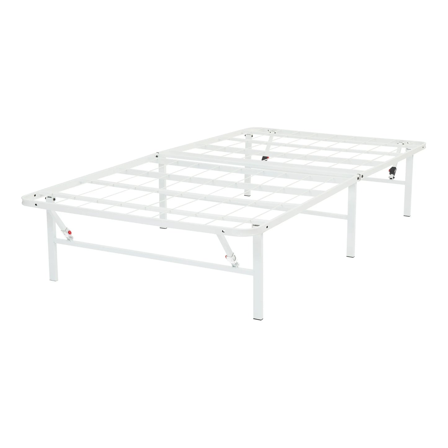 Foldable Metal Platform Bed Frame with Tool Free Setup, 14 Inches High, Twin, White