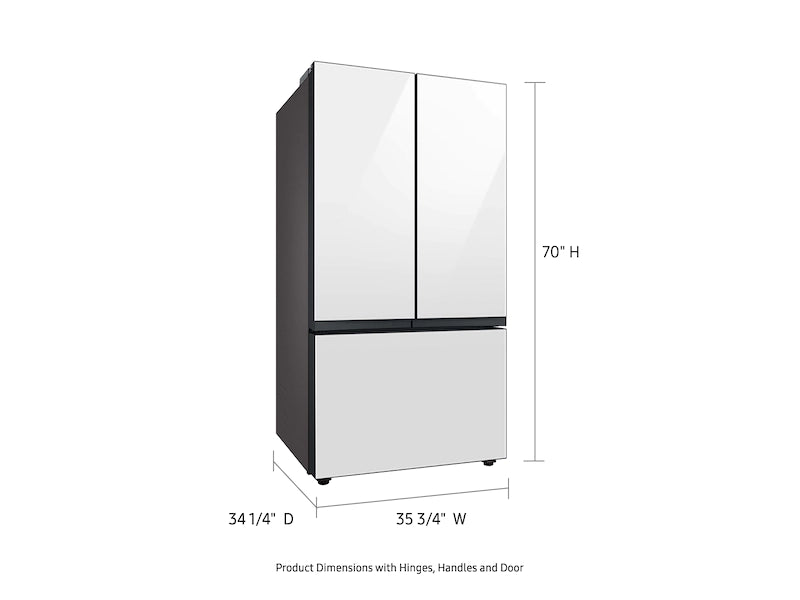 Bespoke 3-Door French Door Refrigerator (30 cu. ft.) with AutoFill Water Pitcher in White Glass