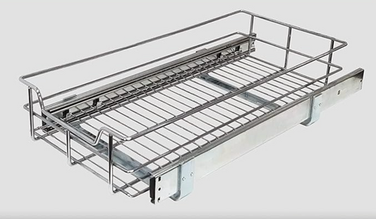 IMEX Pull-out Cabinet Organizer | Double Wire Basket Soft Close | 22'' Deep | Sliding Drawer for Cabinet Storage Shelves, Chrome (18 in)