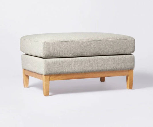 Woodland Hills Wood Base Large Ottoman Light Gray - Threshold designed with Studio McGee
