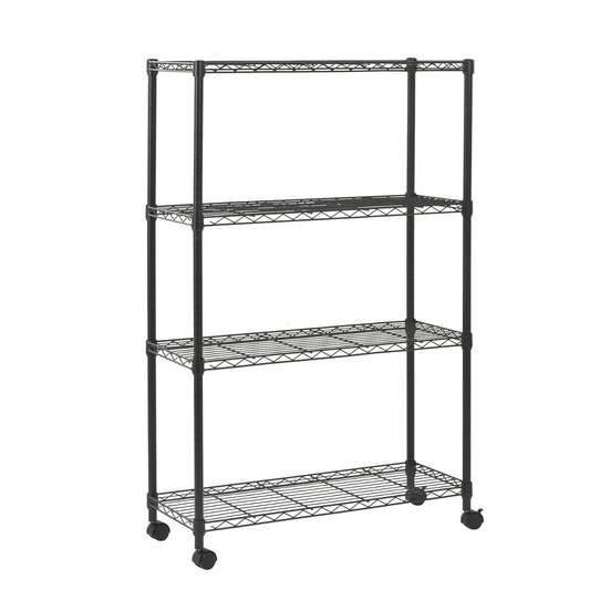 Sandusky MWS361454 Mobile Commercial Wire Shelving, 54" Height x 36" Width x 14" Depth, 4 Shelves, Black