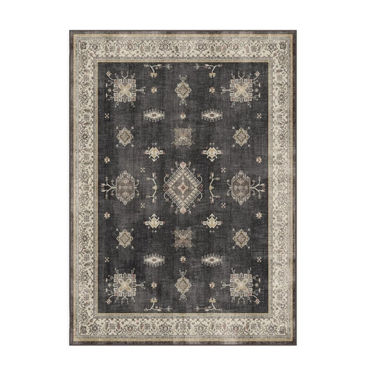 RUGGABLE Verena Washable Rug - Perfect Vintage Area Rug for Living Room Bedroom Kitchen - Pet & Child Friendly - Stain & Water Resistant - Dark Wood 5'x7' (Standard Pad)