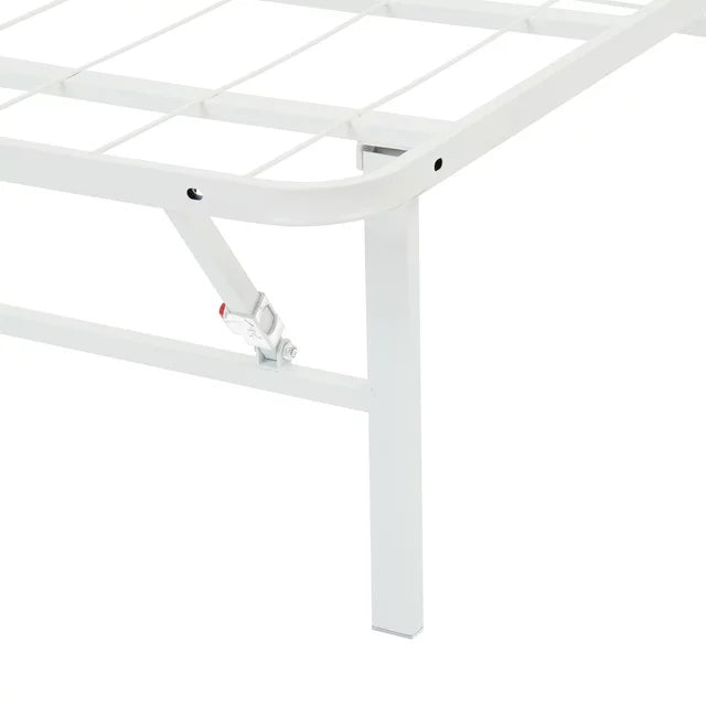 Foldable Metal Platform Bed Frame with Tool Free Setup, 14 Inches High, Twin, White