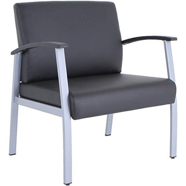 Lorell, LLR67001, Big & Tall Healthcare Guest Chair, 1 Each, Black,Silver