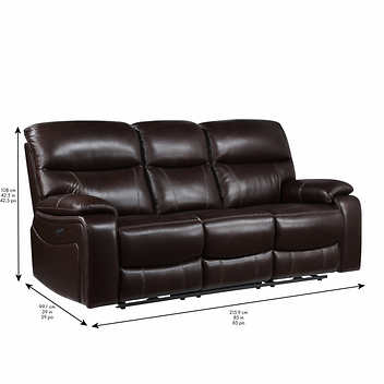 Fallon Leather Power Reclining Sofa with Power Headrests