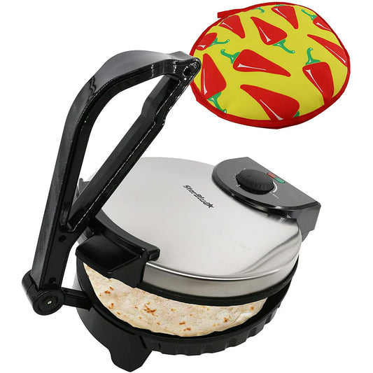 10inch Roti Maker by StarBlue with FREE Roti Warmer - The automatic Stainless Steel Non-Stick Electric machine to make Indian style Chapati, Tortilla, Roti AC 110V 50/60Hz 1500W