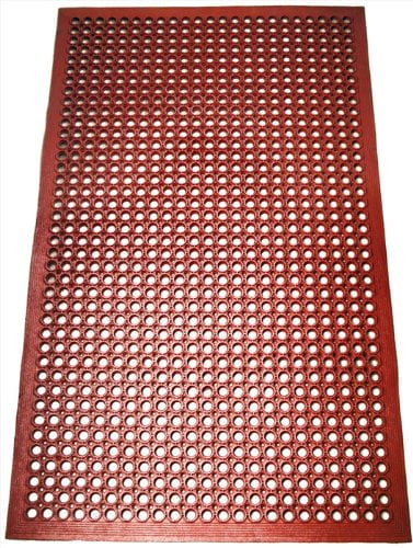 New Star Foodservice 54521 Grease Resistant Restaurant / Bar Rubber Floor Mat, 3-feet by 5-feet, Red
