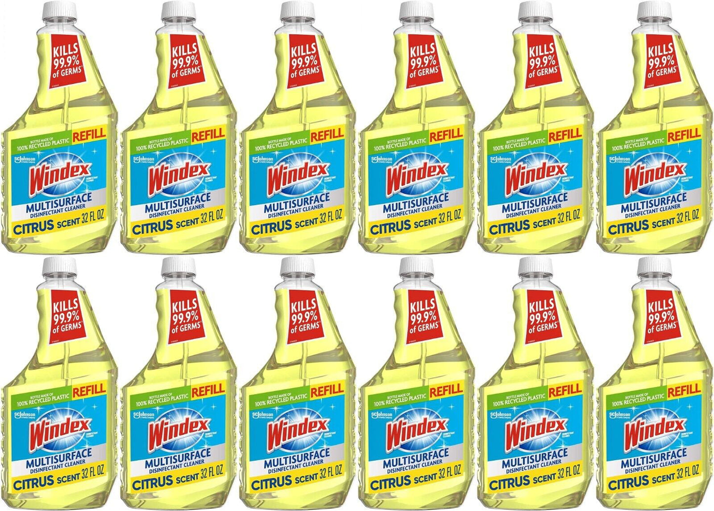 Windex Multi-Surface Cleaner Disinfectant Refill Bottle Citrus Fresh Scent 12 Pk