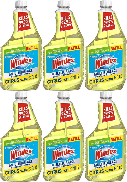 Windex Multi-Surface Cleaner Disinfectant Refill Bottle Citrus Fresh Scent 6 Pk