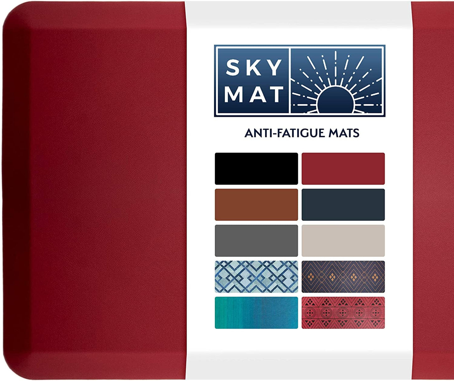 Sky Solutions Anti Fatigue Mat - Cushioned 3/4 Inch Comfort Floor Mats for Kitchen, Office & Garage (20 in x 32 in - Burgundy)