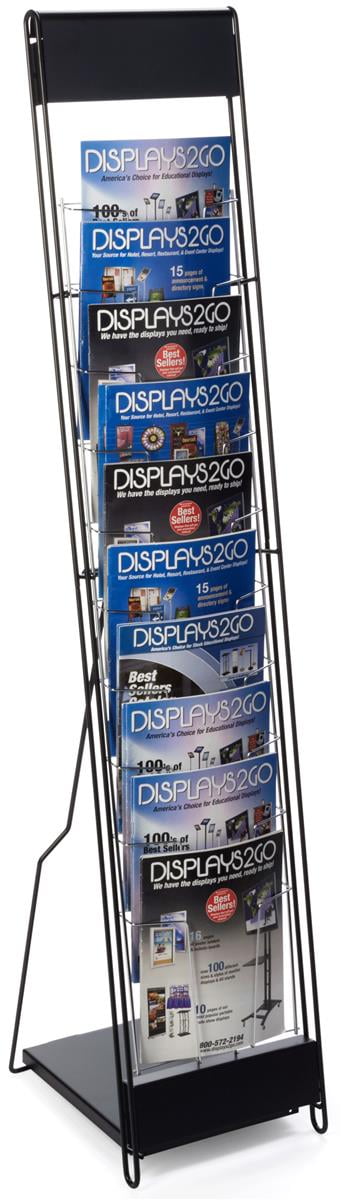 Portable Magazine Rack with 10 Pockets for 8.5x11 Catalogs, Carry Bag Included, 54