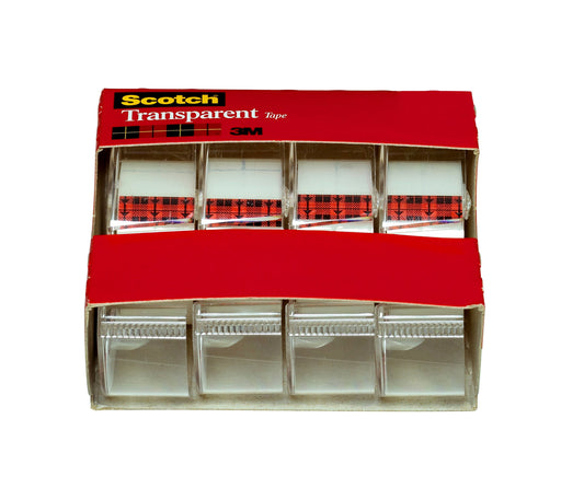 Scotch Transparent Tape Dispensers, 3/4"x 850", 4 Dispensers